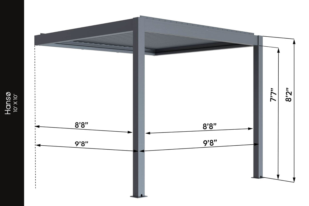 Hanso 10x10 aluminum pergola kit