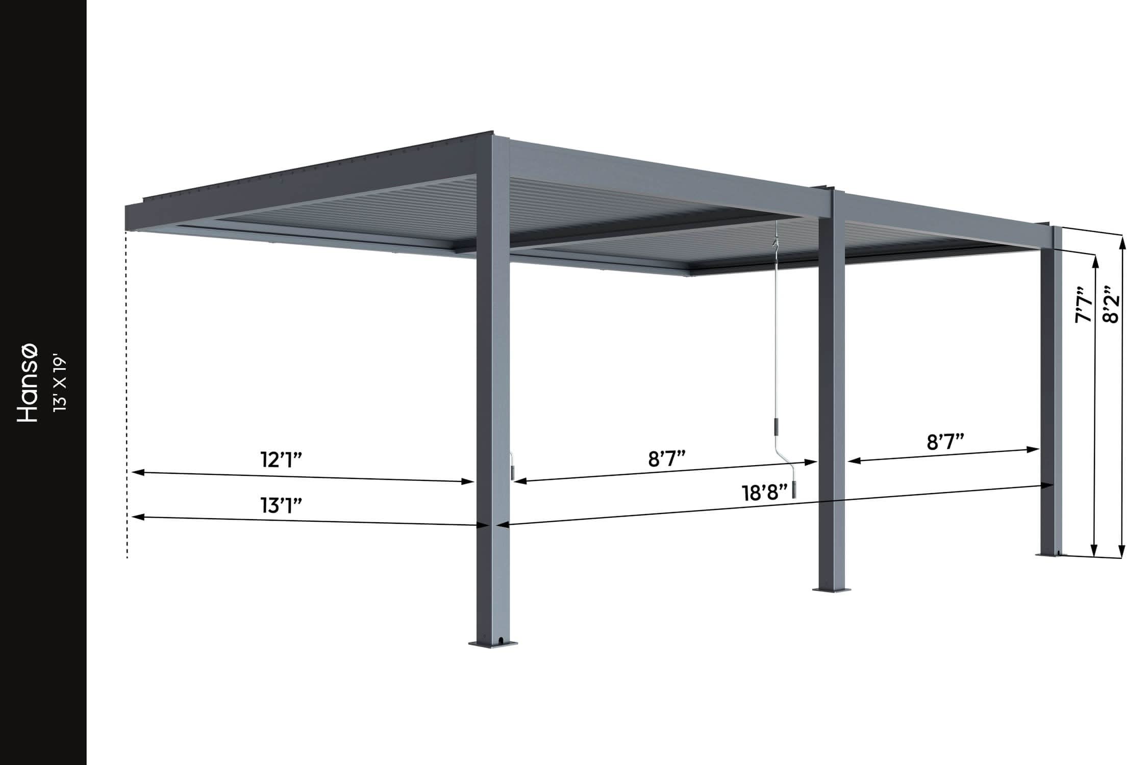 Hanso 13x19 aluminum pergola kit