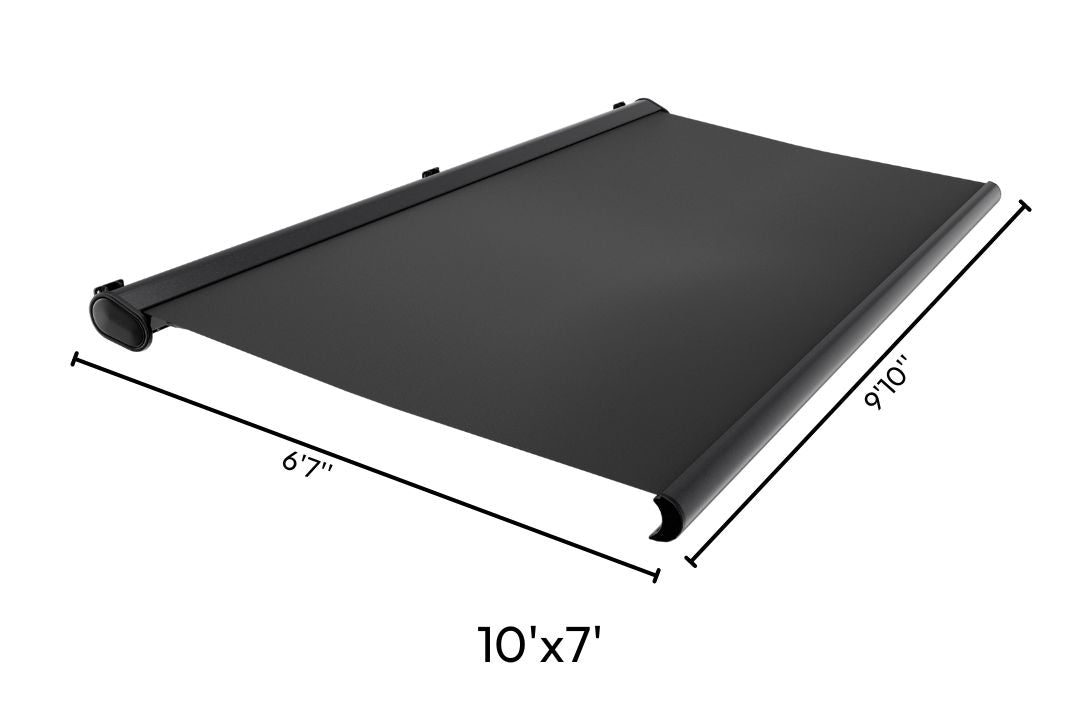 13x10 outdoor retractable pergola canopy in dark gray showing dimensions