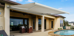 White motorized awning