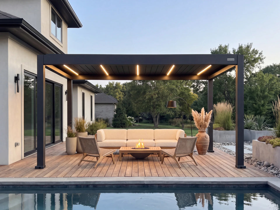 Hansø Apex Pergola - 10' x 16' - Dark Gray - Freestanding