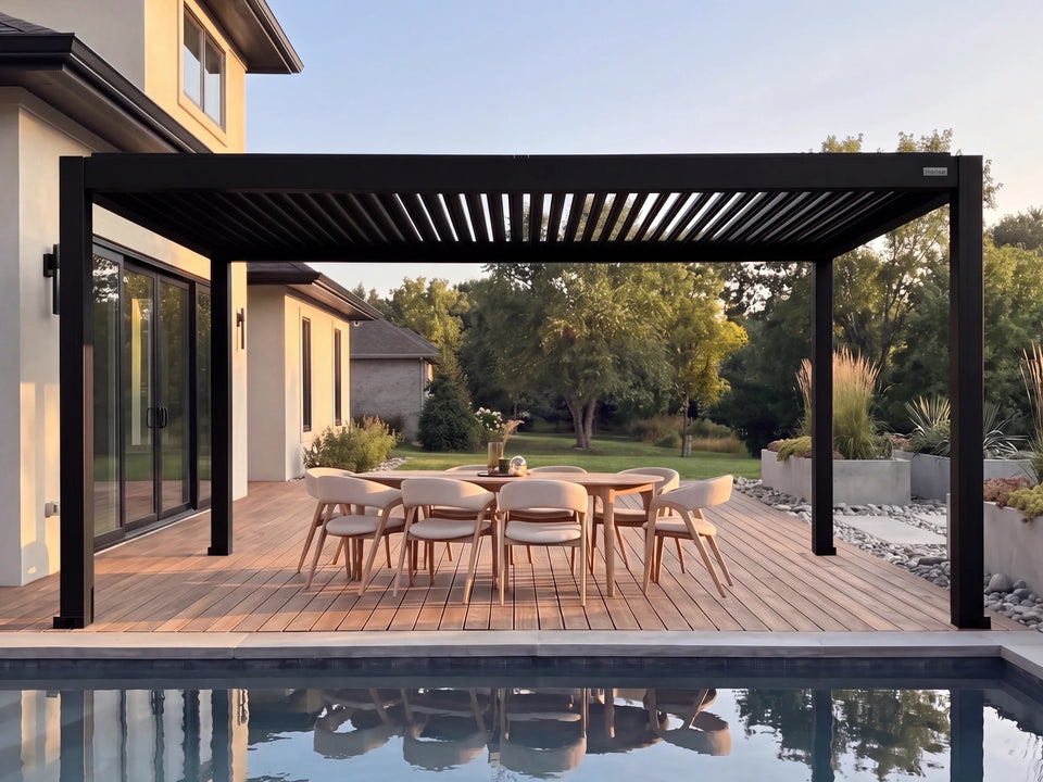 Hansø Apex Pergola - 10' x 19' - Matte Black - Freestanding