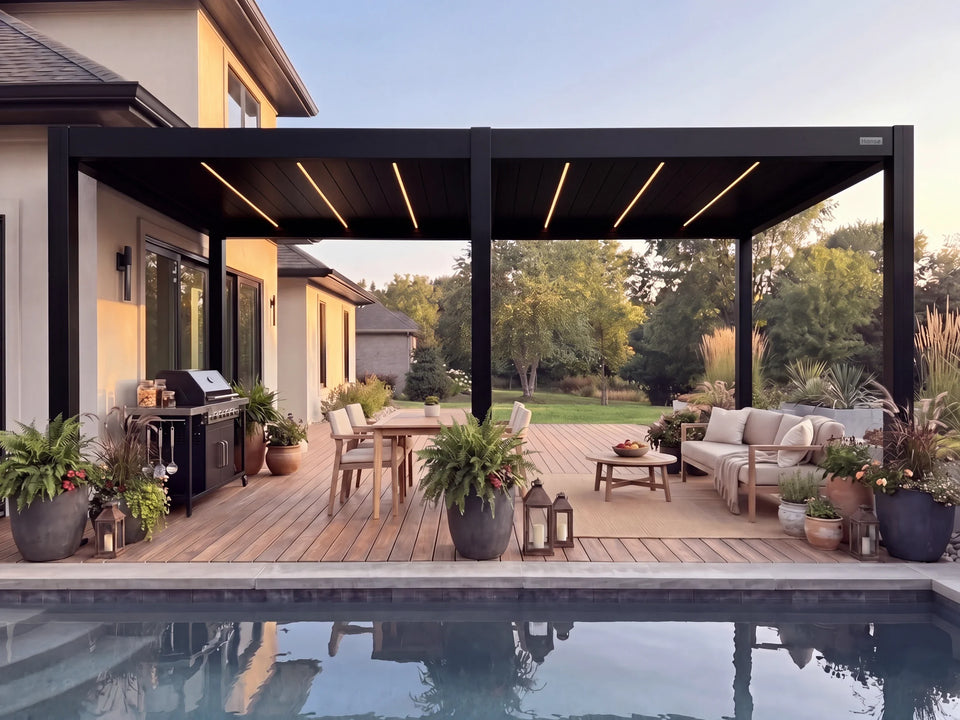 Hansø Apex Pergola - 10' x 26' - Matte Black - Freestanding