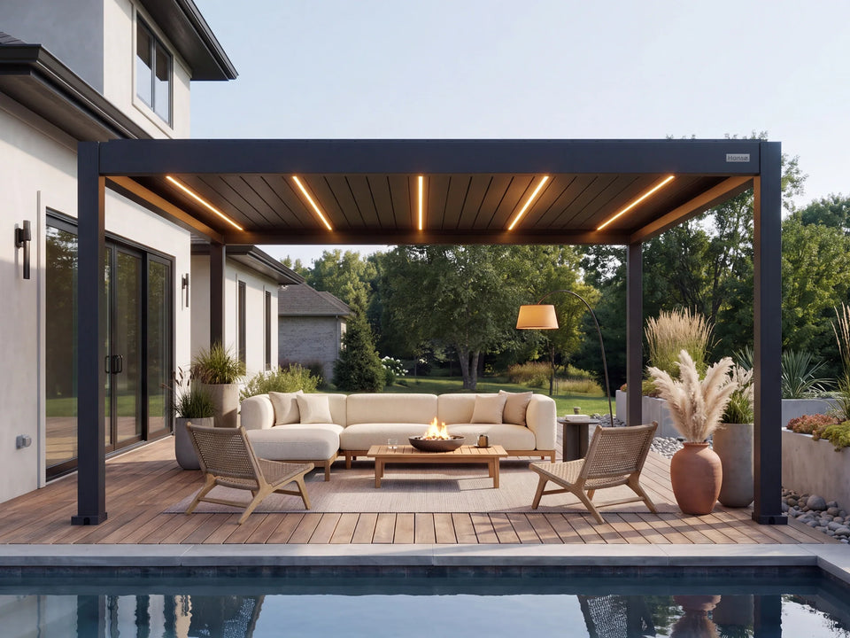 Hansø Apex Pergola - 12' x 16' - Dark Gray - Freestanding