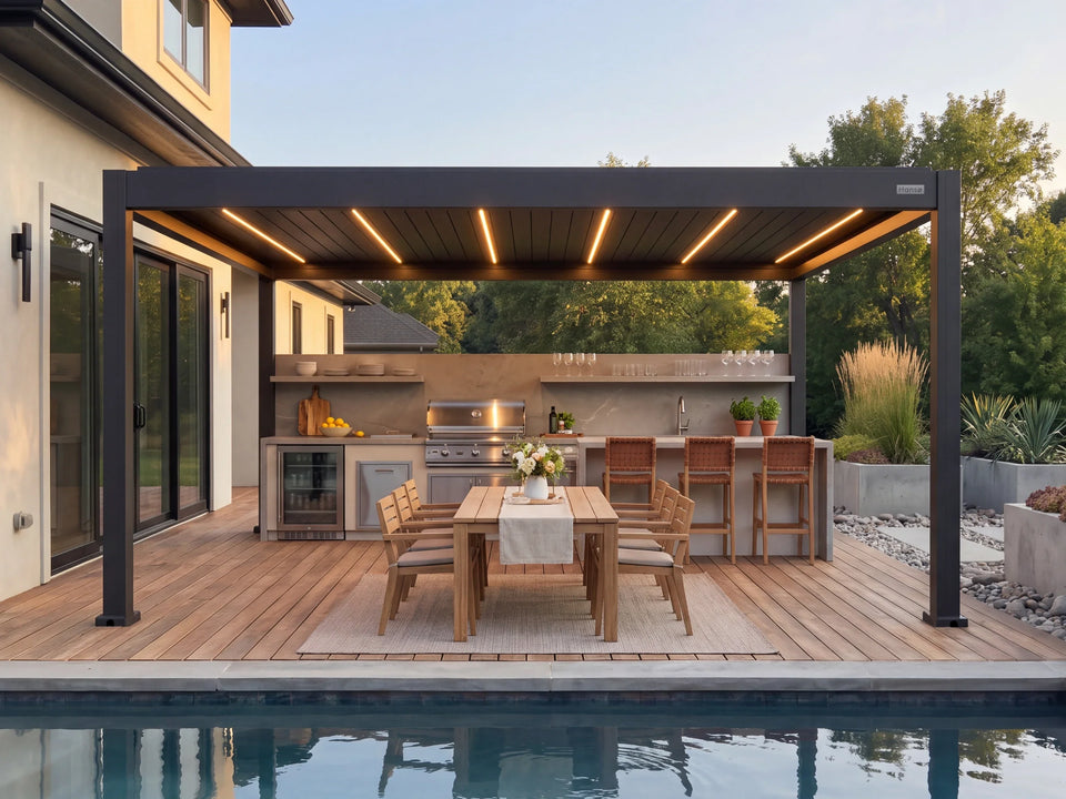 Hansø Apex Pergola - 12' x 19' - Dark Gray - Freestanding