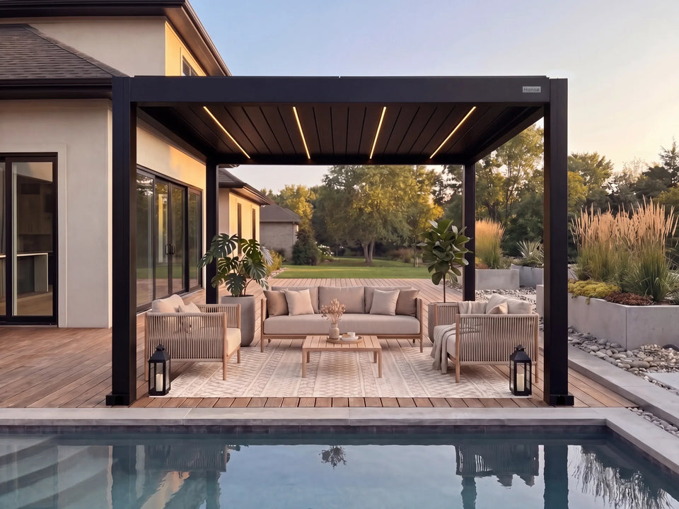 Hansø Apex Pergola - 13' x 13' - Matte Black - Freestanding