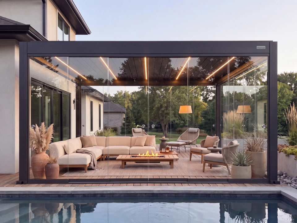 Hansø Apex Pergola - 13' x 16' - Matte Black - Freestanding