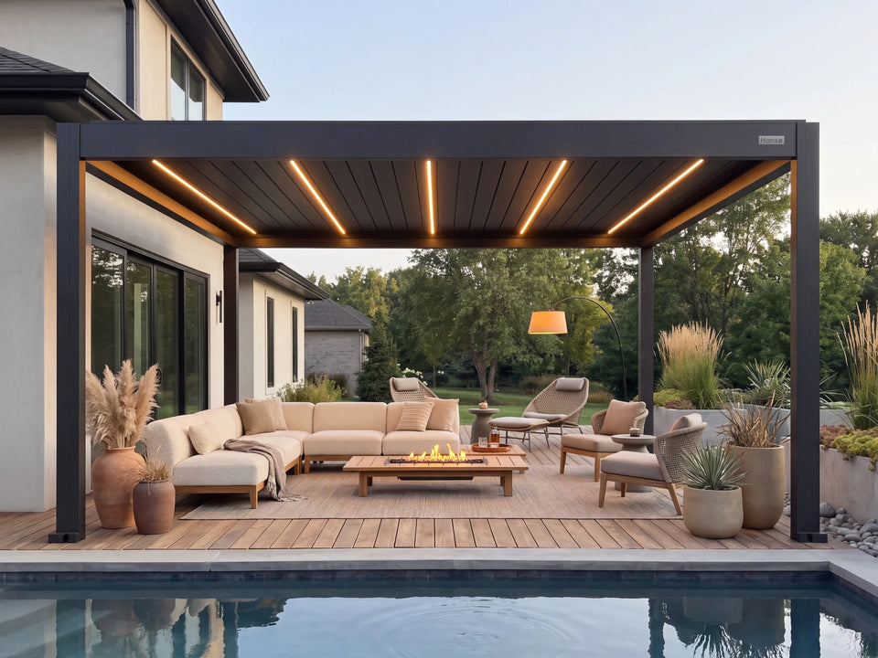 Hansø Apex Pergola - 13' x 16' - Dark Gray - Freestanding