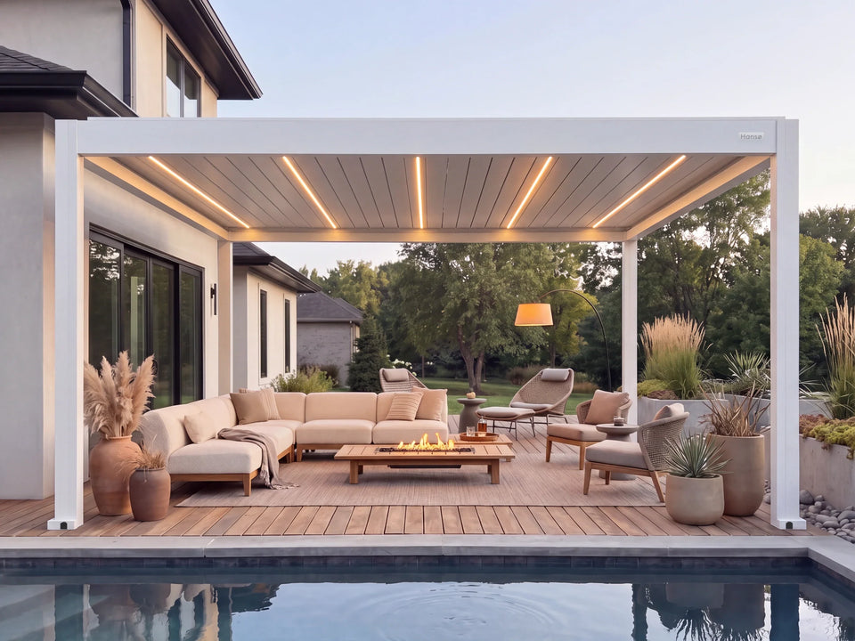 Hansø Apex Pergola - 13' x 16' - White - Freestanding