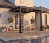Hansø Apex Pergola - 10' x 10' - Matte Black - Wall Mounted