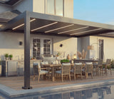 Hansø Apex Pergola - 13' x 16' - Dark Gray - Wall Mounted
