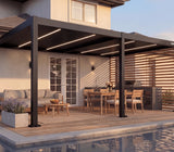 Hansø Apex Pergola - 13' x 26' - Matte Black - Wall Mounted