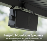 Outdoor pergola mountable speaker installed under aluminum pergola frame